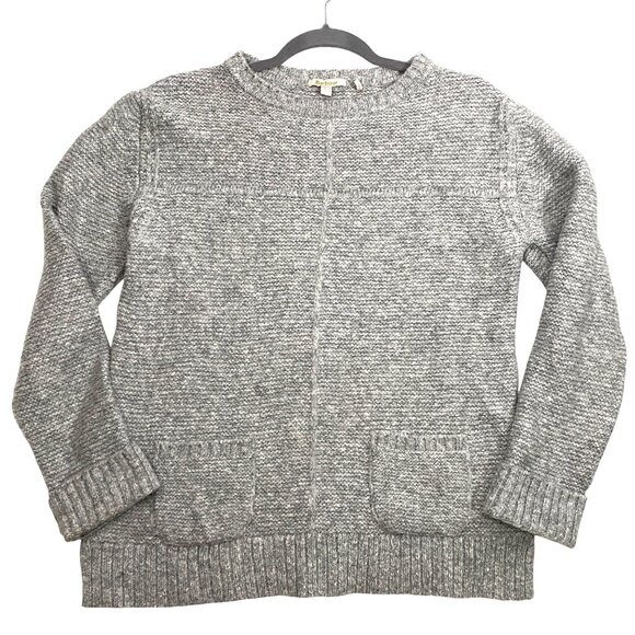 Barbour Womens Malvern patch pocket Crew Sweater Size 8 light Gray textured - Picture 1 of 12